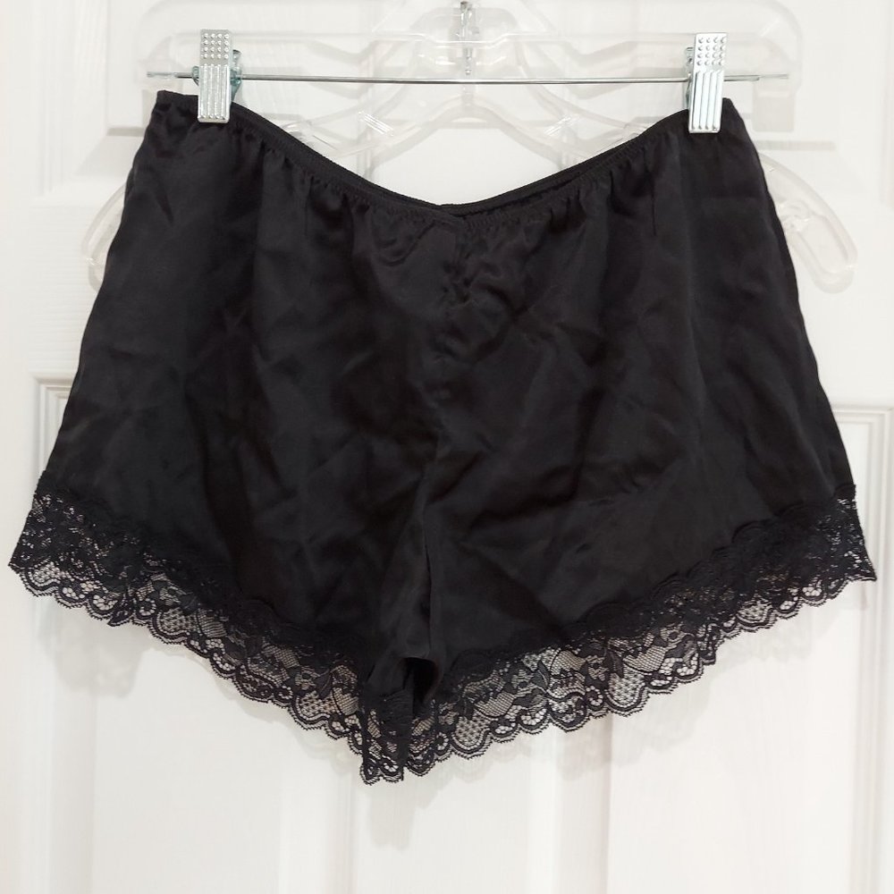 Intimissi Black Satin Lace Trim Shorts